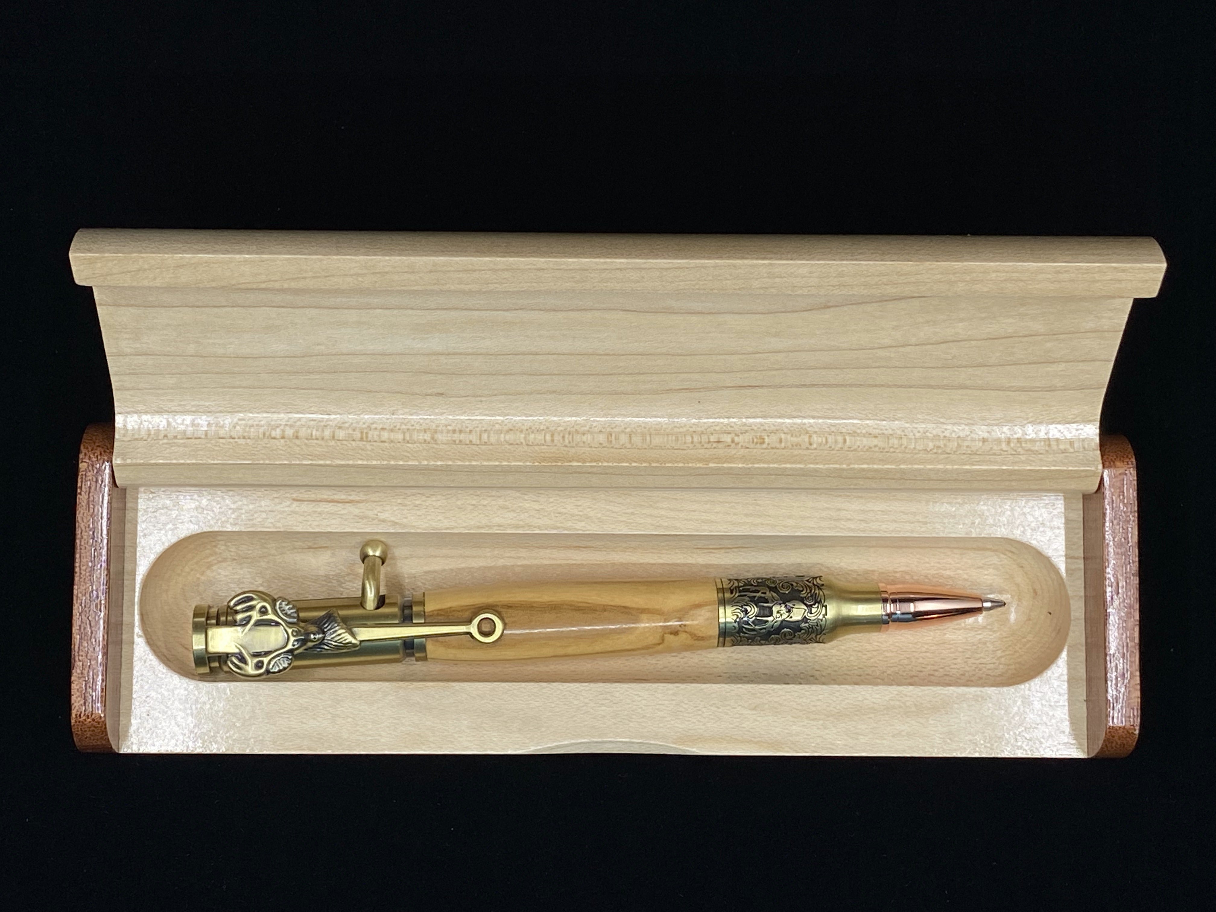 Christian-themed custom hand-turned pen 2024 made from olive wood from Bethlehem.