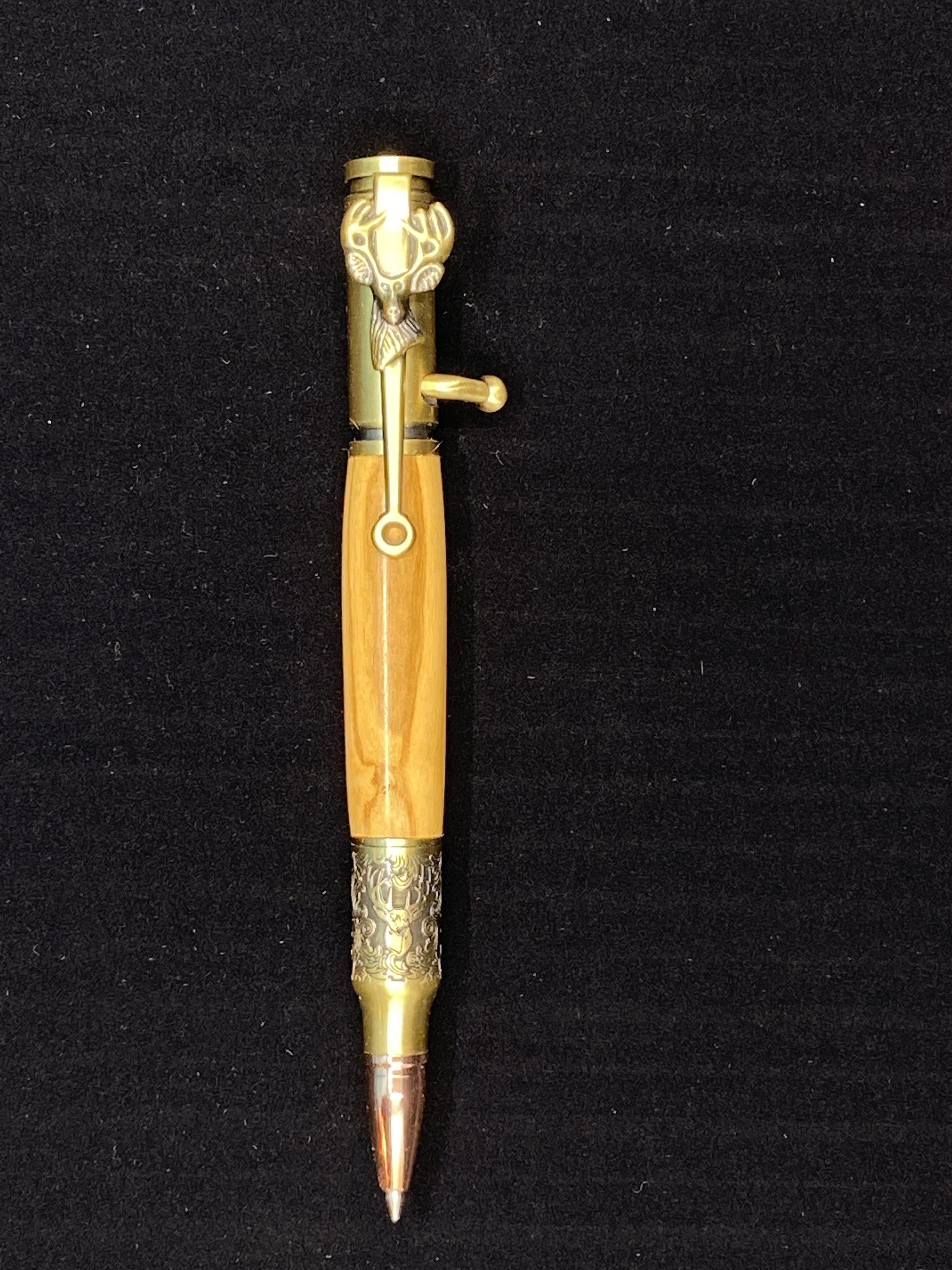 Christian-themed custom hand-turned pen made deals from olive wood from Bethlehem.